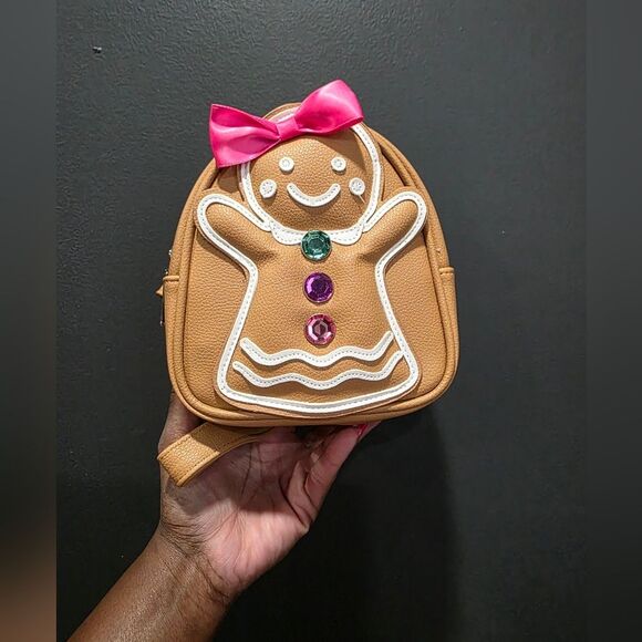 Bath & Body Works GINGERBREAD GIRL Mini Backpack NWOT Christmas 6x6x3 - Picture 7 of 13